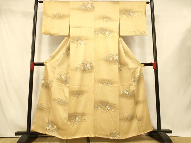 平和屋着物■江戸小紋 草花文 暈し染め 正絹 逸品 AABI5958fw