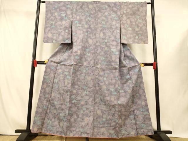 平和屋着物■上質な紬 霞舞花文 暈し染め 正絹 逸品 AABI5968fw