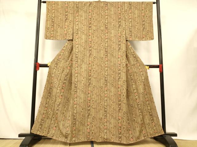 平和屋着物■上質な小紋 枝花間道 正絹 逸品 未使用 AABI5974fw