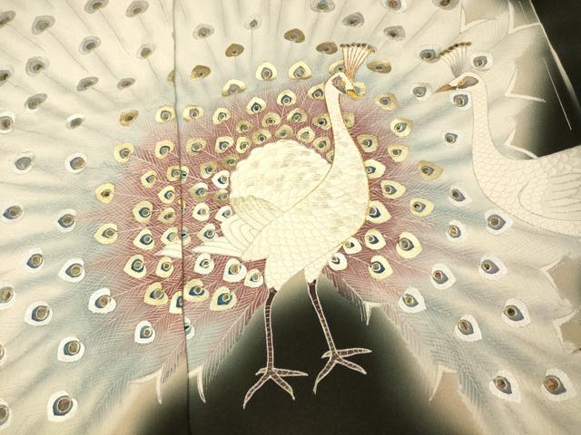 平和屋着物■中国三大刺繍 相良刺繍 黒留袖 作家物 孔雀文 暈し染め 金銀彩 仮絵羽 正絹 逸品 未使用 AABI5978fw