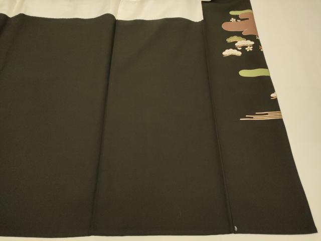 平和屋着物■豪華黒留袖 駒刺繍 御所車扇子文 金彩 正絹 逸品 AABI5985fw