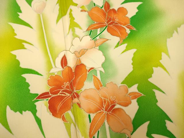 平和屋着物■訪問着 草花文 暈し染め 金彩 正絹 逸品 AABI5986fw