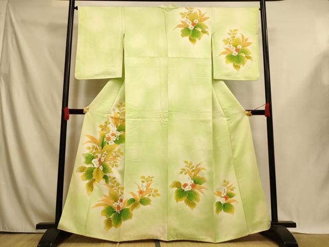 平和屋着物■訪問着 草花文 暈し染め 金彩 正絹 逸品 AABI5988fw