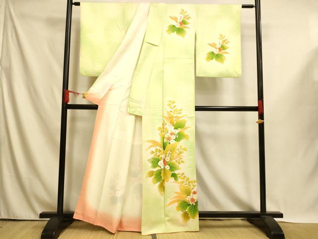 平和屋着物■訪問着 草花文 暈し染め 金彩 正絹 逸品 AABI5988fw