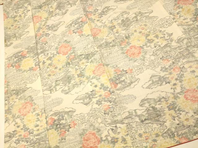 平和屋着物■小千谷紬 雲取風景文 正絹 逸品 AABI5989fw