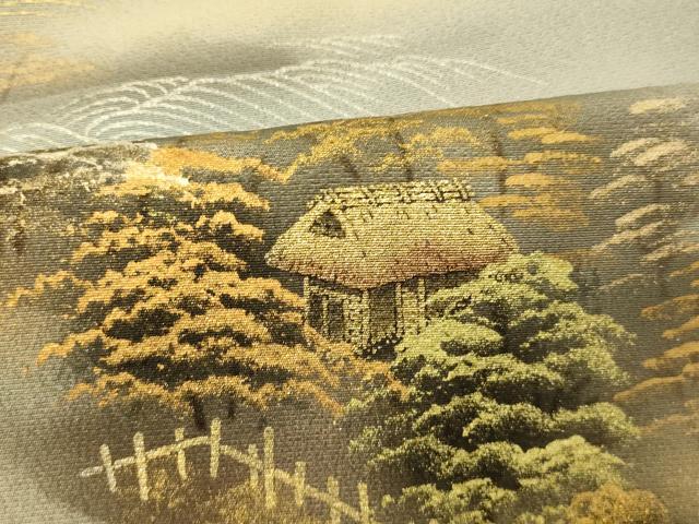 平和屋着物■訪問着 手描き 風景文 暈し染め 金銀彩 正絹 逸品 AABI5992fw