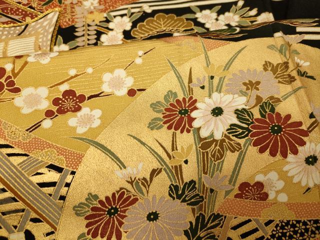 平和屋着物■豪華黒留袖 駒刺繍 御所車吉祥枝花文 金彩 正絹 逸品 AABI5996fw