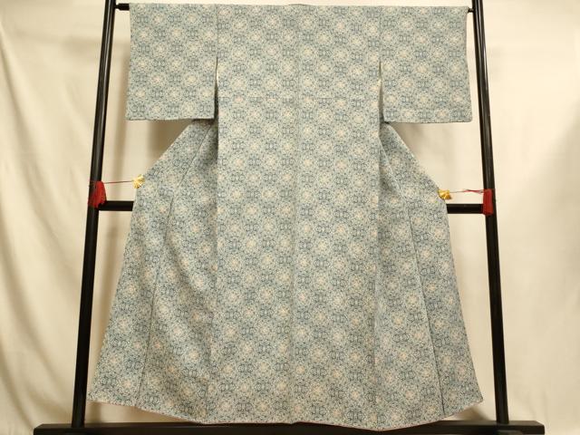 平和屋着物■上質な小紋 草花菱文 正絹 逸品 AABI5999fw