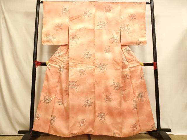 平和屋着物■上質な小紋 草花扇文 暈し染め 正絹 逸品 AABI6001fw