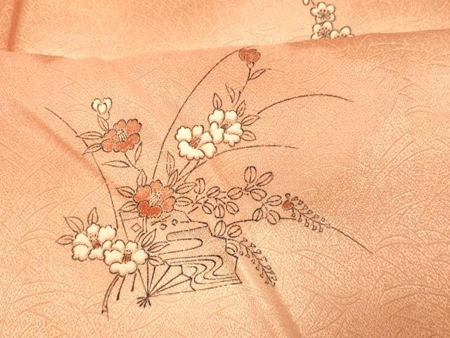 平和屋着物■上質な小紋 草花扇文 暈し染め 正絹 逸品 AABI6001fw