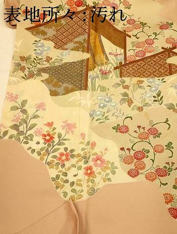 平和屋着物■訪問着 友禅 草花文 梅 金彩 正絹 逸品 AABI6007fw