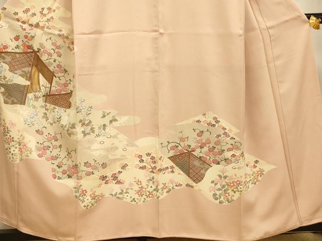 平和屋着物■訪問着 友禅 草花文 梅 金彩 正絹 逸品 AABI6007fw