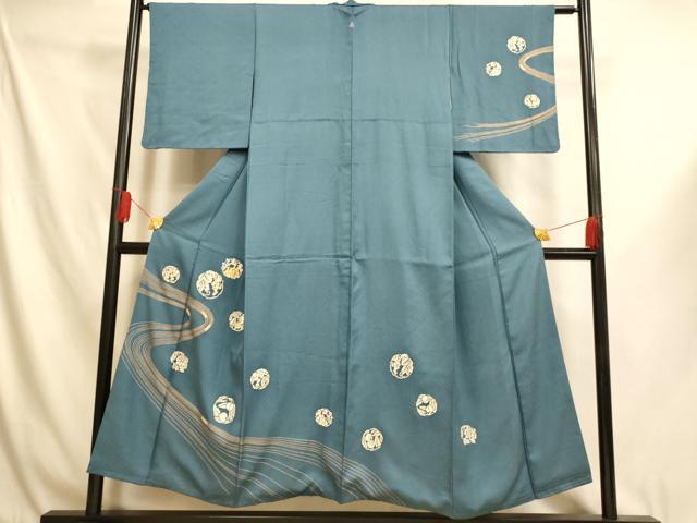 平和屋着物■訪問着 駒刺繍 葡萄の蔓丸文 金彩 正絹 逸品 AABI6008fw