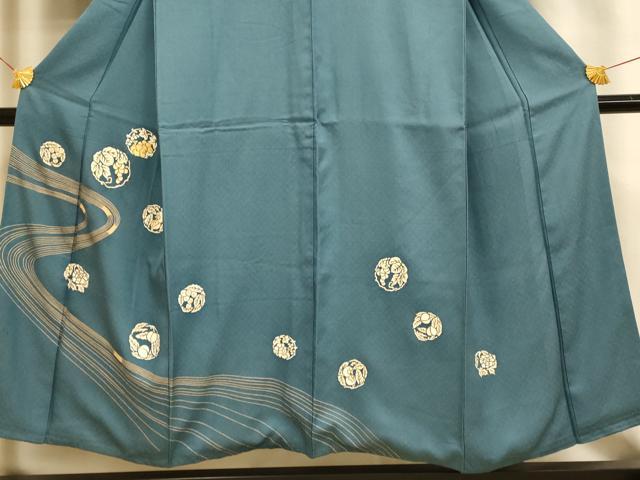 平和屋着物■訪問着 駒刺繍 葡萄の蔓丸文 金彩 正絹 逸品 AABI6008fw