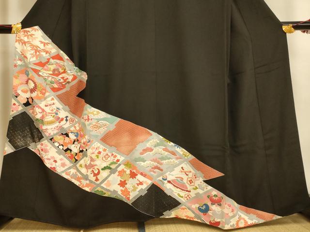平和屋着物■豪華黒留袖 駒刺繍 天井松竹梅文 金銀彩 銀糸 正絹 逸品 AABI6012fw