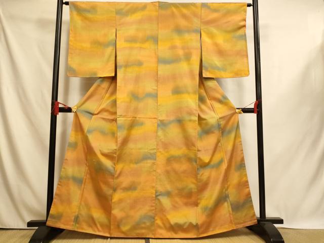 平和屋着物■上質な紬 霞文 暈し染め 正絹 逸品 未使用 AABI6015fw