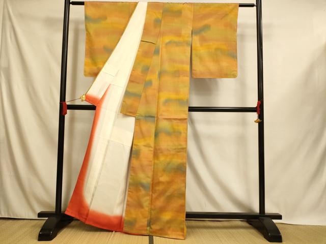 平和屋着物■上質な紬 霞文 暈し染め 正絹 逸品 未使用 AABI6015fw