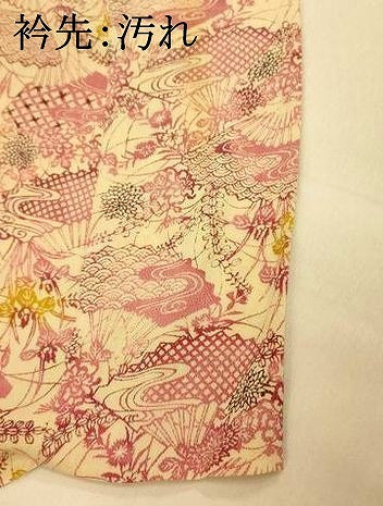 平和屋着物■上質な小紋 型染め 扇子草花文 正絹 逸品 未使用 AABI6019fw