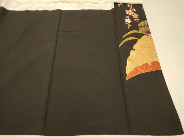 平和屋着物■豪華黒留袖 駒刺繍 御所車松竹梅文 金彩 正絹 逸品 AABI6021fw