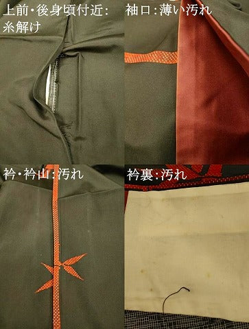 平和屋着物■上質な紬 笹竹文 黒地 胴抜き仕立て 正絹 逸品 AABI6024fw