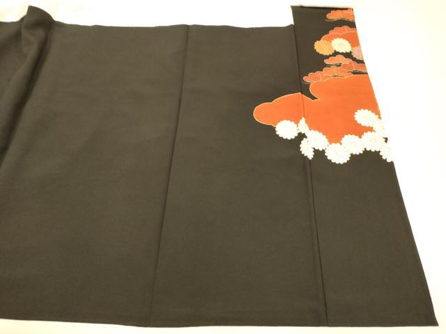 平和屋着物■豪華黒留袖 駒刺繍 雲取り松花文 金彩 正絹 逸品 AABI6031fw