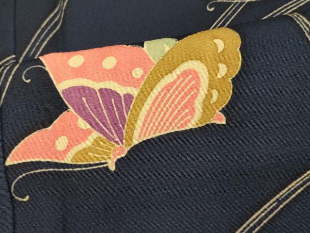 平和屋着物■上質な小紋 花蝶文 正絹 逸品 未使用 AABI6033fw