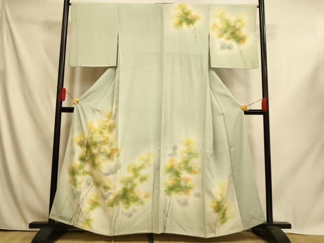 平和屋着物■訪問着 手描き 樹林文 暈し染め 正絹 逸品 AABI6038fw
