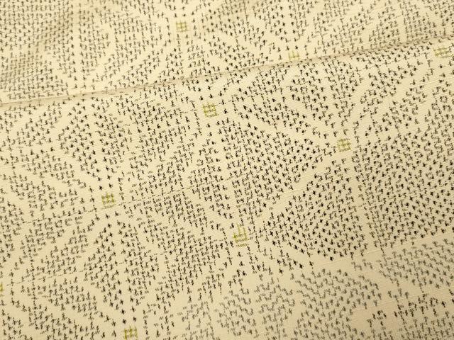 平和屋着物■上質な紬 エ霞麻の葉文 正絹 逸品 AABI6044fw