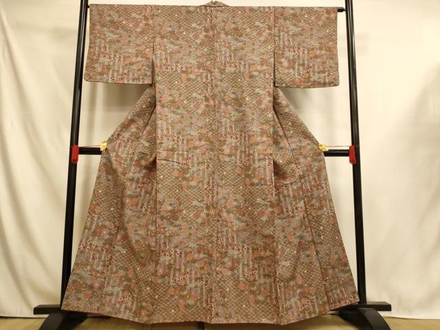 平和屋着物■上質な小紋 紬地 松竹梅文 正絹 逸品 AABI6046fw