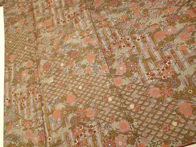 平和屋着物■上質な小紋 紬地 松竹梅文 正絹 逸品 AABI6046fw