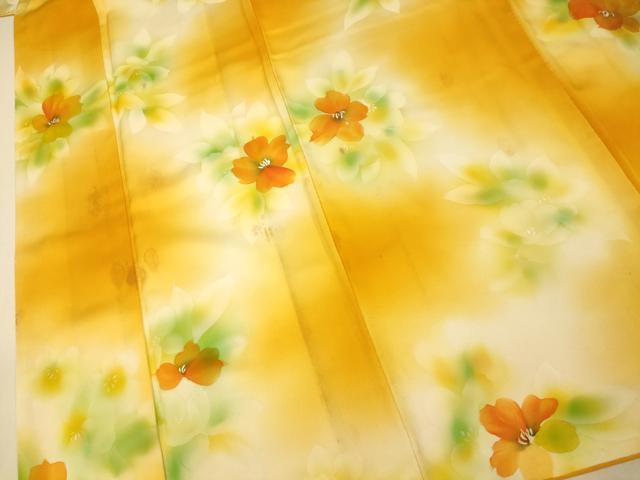 平和屋着物■上質な小紋 手描き 草花文 暈し染め 正絹 逸品 AABI6050fw