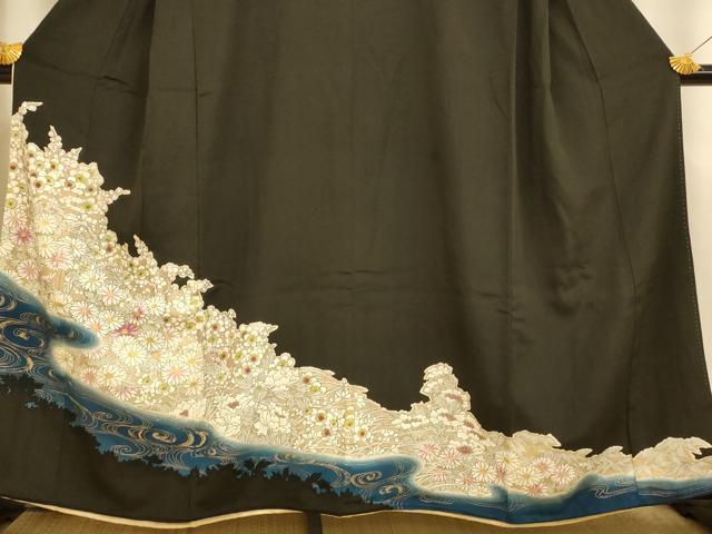 平和屋着物■豪華黒留袖 草花流水文 梅 暈し染め 金彩 正絹 逸品 AABI6055fw