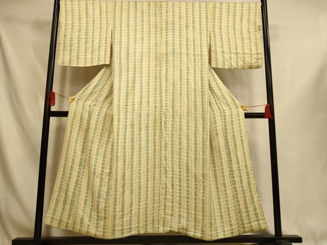平和屋着物■上質な小紋 間道 鬼しぼ縮緬 正絹 逸品 AABI6069fw