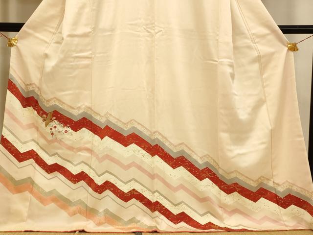 平和屋着物■訪問着 刺繍 花鳥文 金彩 ロング丈 正絹 逸品 AABI6073fw