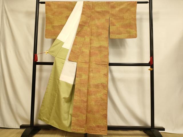 平和屋着物■上質な紬 霞文 暈し染め 正絹 逸品 未使用 AABI6077fw