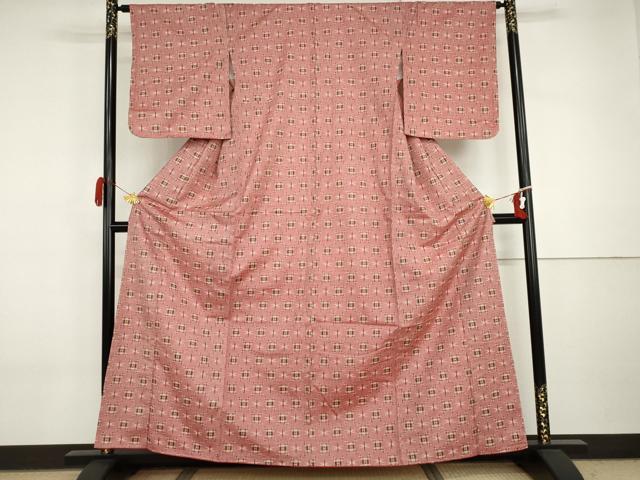 平和屋着物●上質な紬 琉球絣文様 正絹 逸品 AABI6087cs