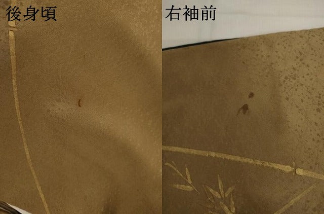 平和屋着物●訪問着 手描き 絞り 笹竹文 金彩 正絹 逸品 AABI6091cs