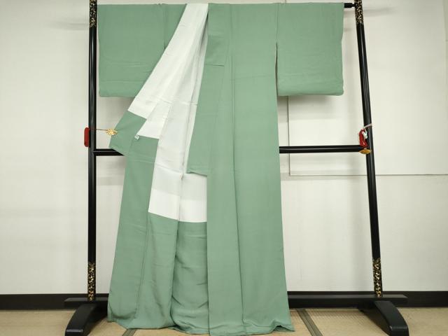 平和屋着物●上質な色無地 青磁色 正絹 逸品 AABI6096cs