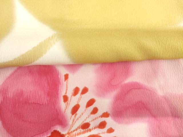 平和屋着物●上質な小紋 手描き 草花文 正絹 逸品 AABI6099cs