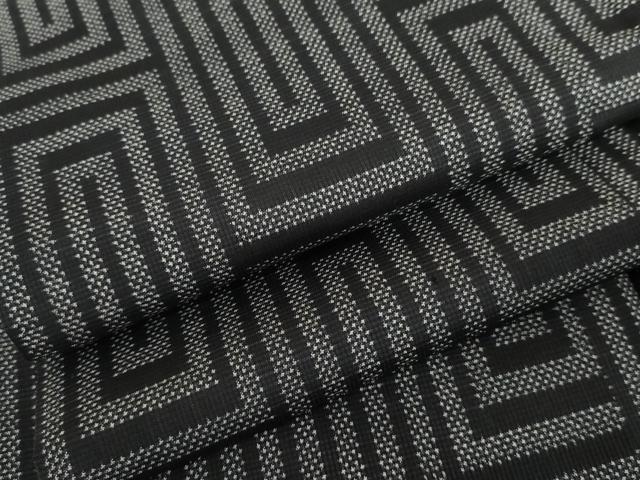 平和屋着物●本場大島紬 一元7マルキ 変わり格子 黒地 正絹 逸品 AABI6100cs