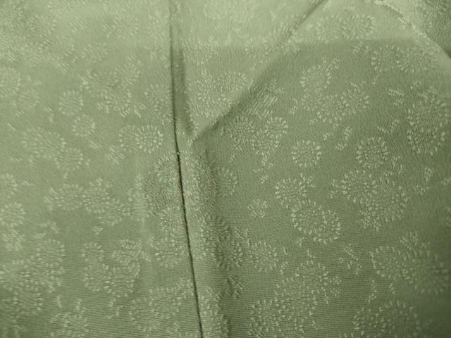 平和屋着物●上質な色無地 作家物 徳祐 菊地紋 山葵色 正絹 逸品 AABI6108cs