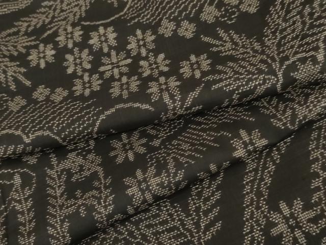 平和屋着物●本場大島紬 一元7マルキ 草花文 正絹 逸品 AABI6109cs