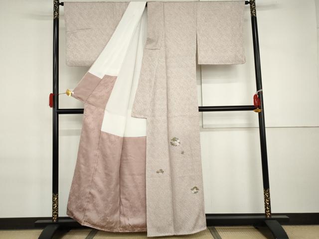 平和屋着物●訪問着 総絞り 刺繍 松竹梅丸文 金糸 正絹 逸品 AABI6114cs