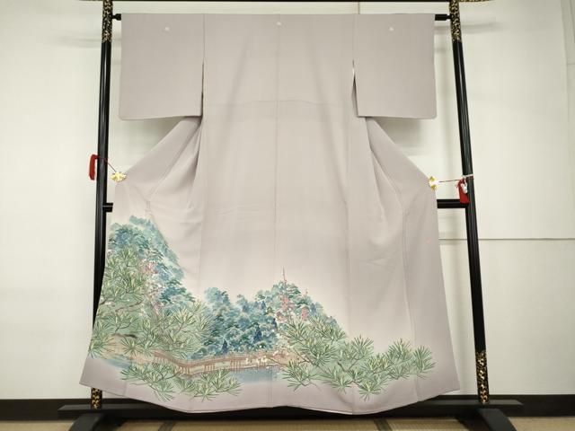 平和屋着物●本加賀友禅作家 浅野冨治男 色留袖 梅松樹林文 正絹 逸品 AABI6120cs