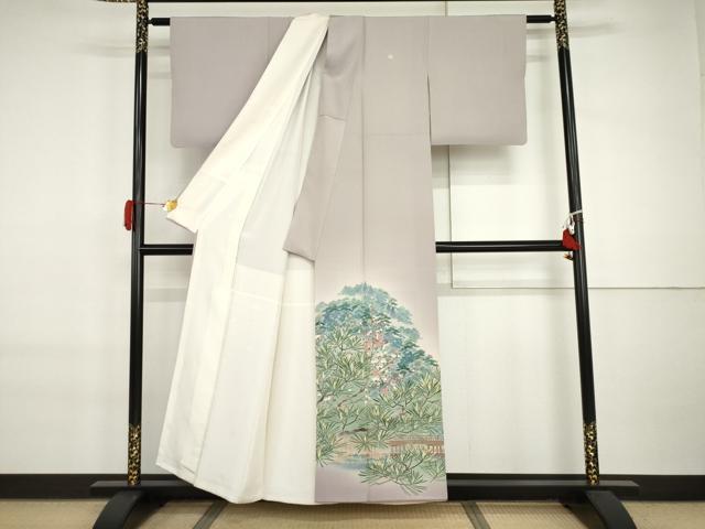 平和屋着物●本加賀友禅作家 浅野冨治男 色留袖 梅松樹林文 正絹 逸品 AABI6120cs