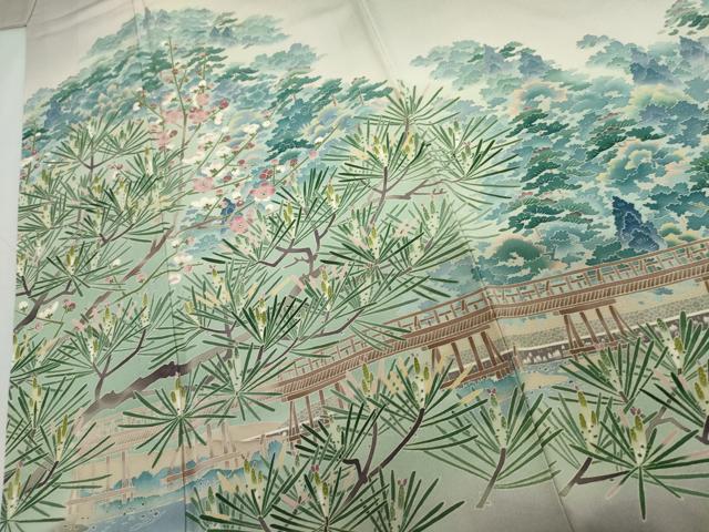 平和屋着物●本加賀友禅作家 浅野冨治男 色留袖 梅松樹林文 正絹 逸品 AABI6120cs