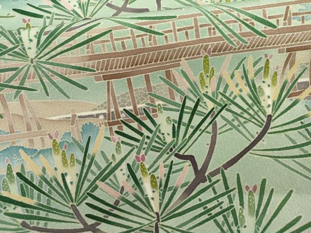 平和屋着物●本加賀友禅作家 浅野冨治男 色留袖 梅松樹林文 正絹 逸品 AABI6120cs