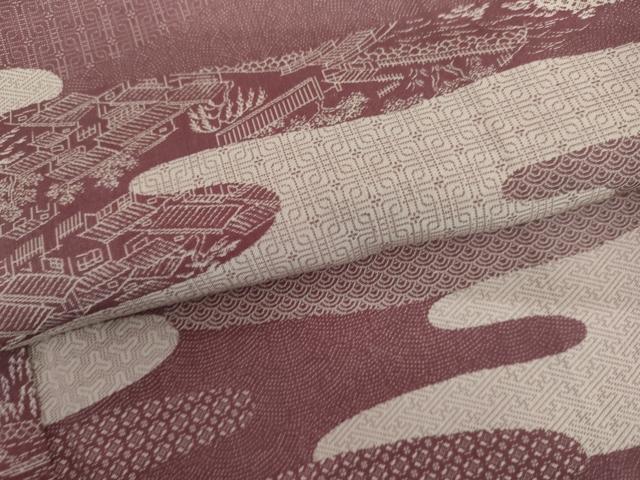 平和屋着物●江戸小紋 吉祥風景文 正絹 逸品 未使用 AABI6127cs