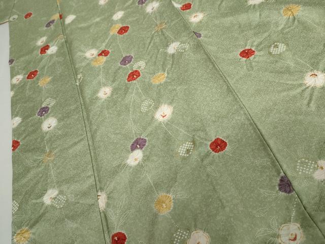 平和屋着物●上質な小紋 絞り 枝花文 金彩 正絹 逸品 未使用 AABI6129cs
