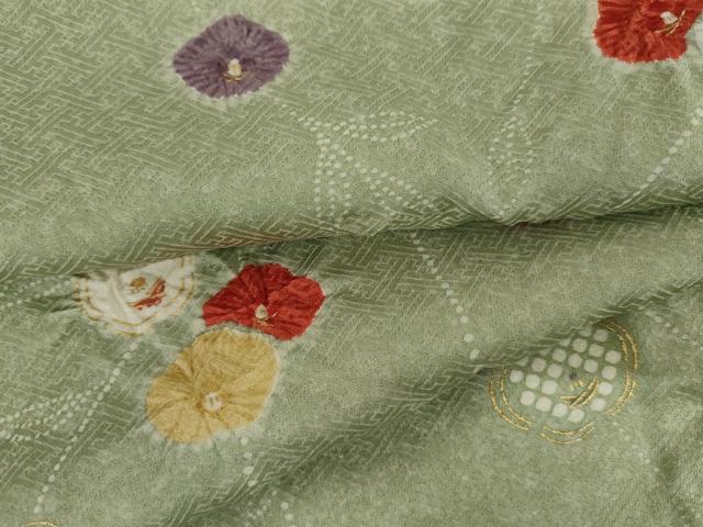 平和屋着物●上質な小紋 絞り 枝花文 金彩 正絹 逸品 未使用 AABI6129cs